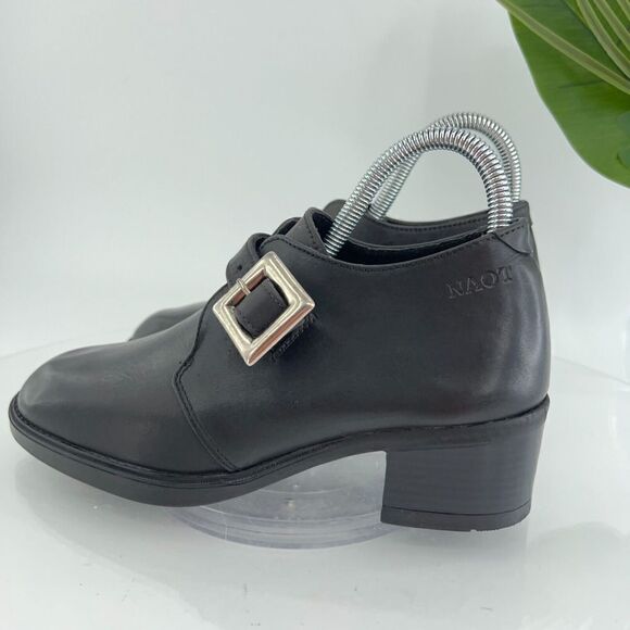 Naot Ankle Booties Women's 6 37 Black Leather Monk Strap Shoes Heels Comfort - Picture 6 of 14